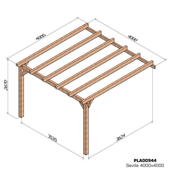 Pergola adossée lamellé-collé SEVILLA