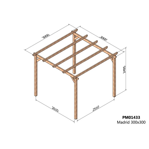 Pergola autoportée en bois massif MADRID