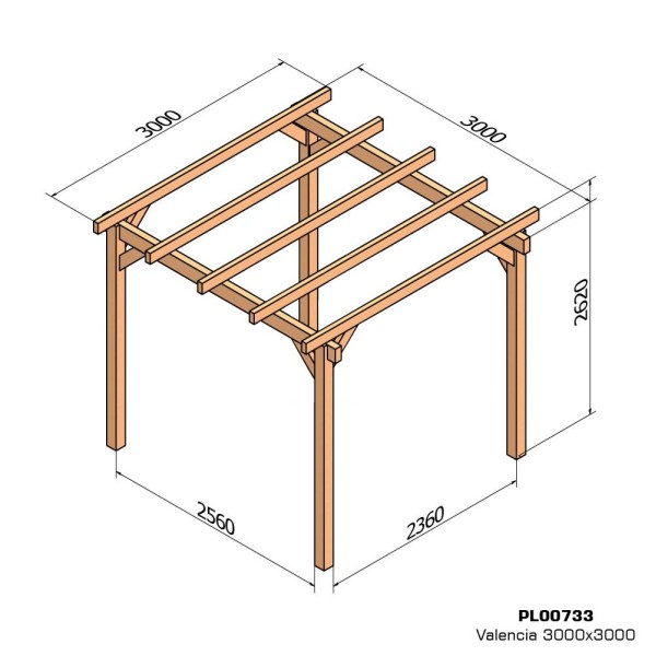 Pergola autoportée en bois lamellé-collé VALENCIA