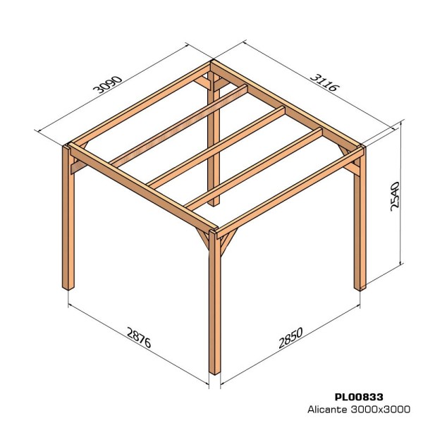 Pergola autoportée en bois lamellé-collé ALICANTE