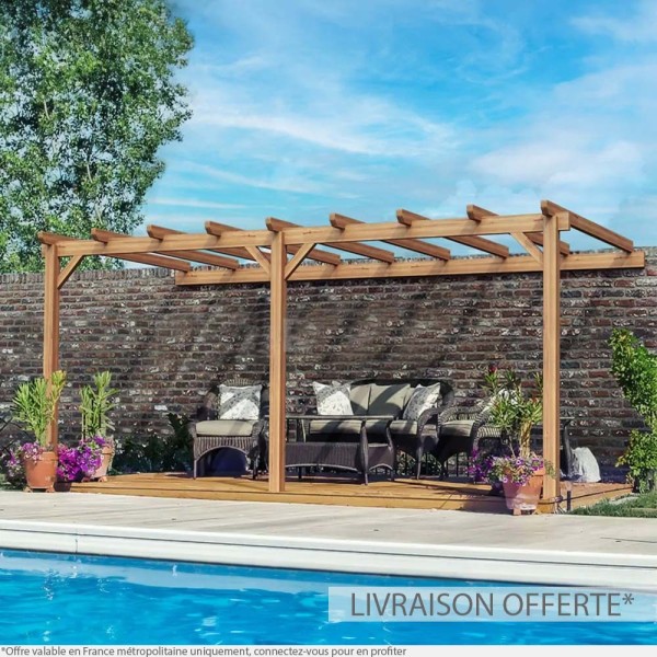 Pergola adossée lamellé-collé PALMA
