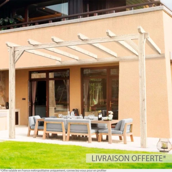Pergola adossée bois lamellé-collé CADIZ