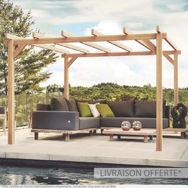 Pergola autoportée Linares en bois lamellé collé