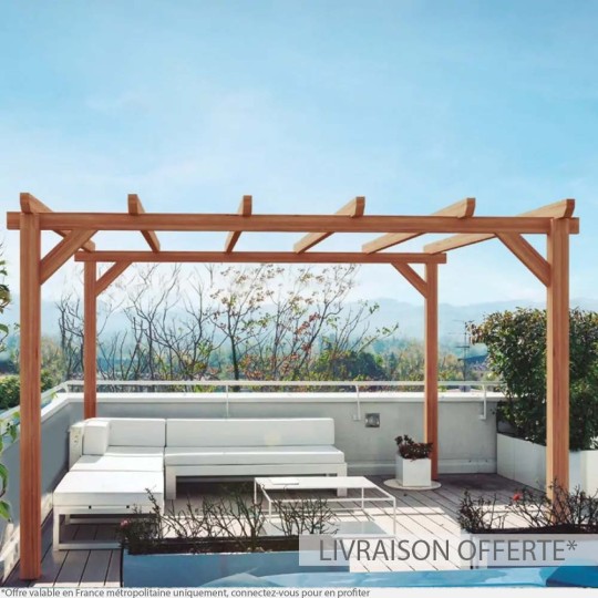 Pergola Sitges autoportée en bois lamellé-collé