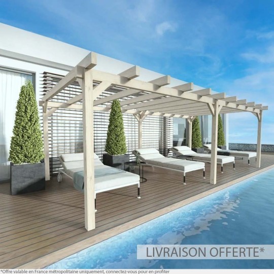 Pergola en bois autoportée lamellé-collé MARSELLA