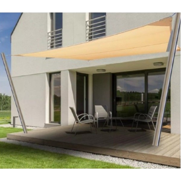 Voile d'ombrage triangulaire ciel + 3 fixations