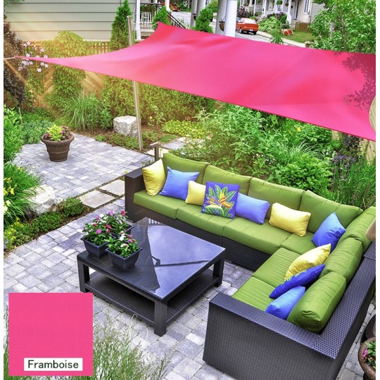Voile d'ombrage rectangulaire en polyester extensible framboise