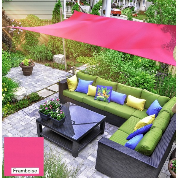 Voile d'ombrage rectangulaire en polyester extensible framboise