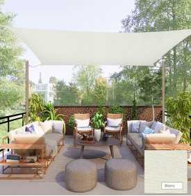Sunnylaxx Voile d'ombrage Rectangular 3 x 4 mètres imperméable et résistante Couleur Crème pour Jardin terrasse 