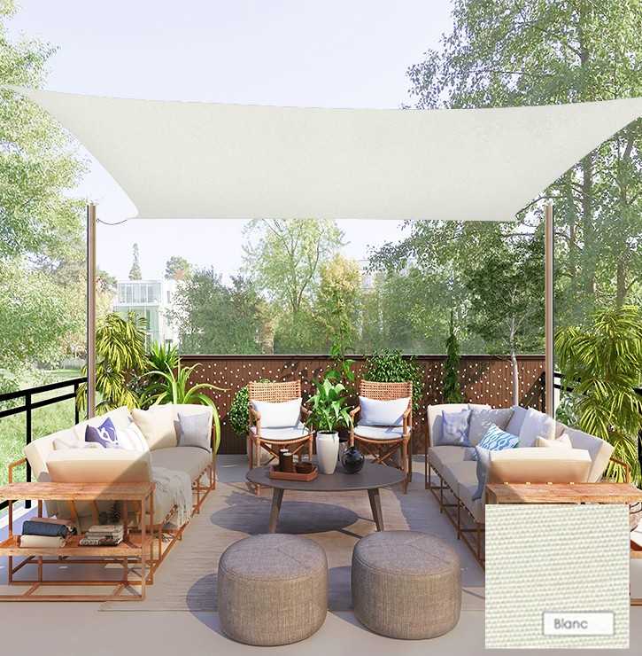 Terrasse et Balcon Solaire Protection et Bloque 90% Rayons UV Auvent pour Jardin Voile d'ombrage Imperméable à l'eau Rectangulaire Toile d'ombrage en Polyester Oxford avec Cordes de Fixation 