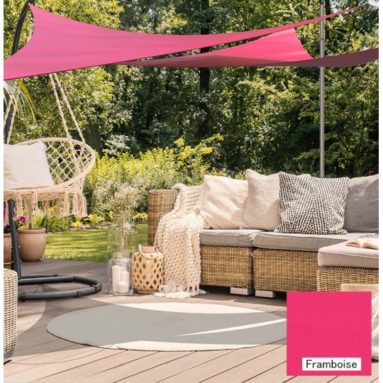Voile d'ombrage triangulaire en polyester extensible framboise