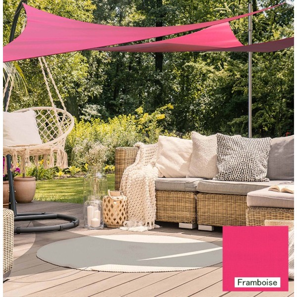 Voile d'ombrage triangulaire en polyester extensible framboise