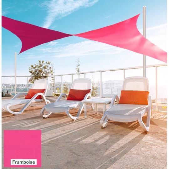 Voile d'ombrage carré en polyester extensible framboise