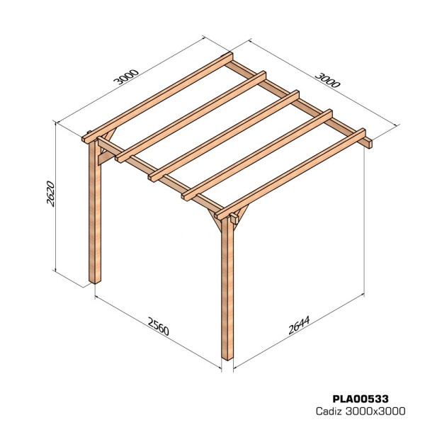 Pergola adossée bois lamellé-collé CADIZ