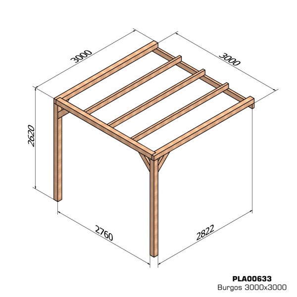 Pergola adossée en bois lamellé-collé Burgos