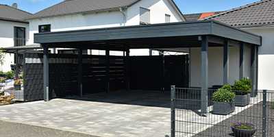 carport design accolé à un mur de maison