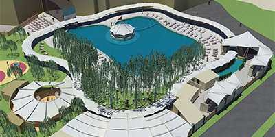 voile architecturale pour parc aquatique