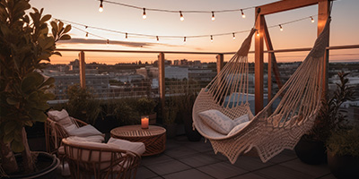 coin détente sur terrasse extérieure