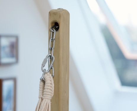 Vous pouvez régler la hauteur d'installation de votre fauteuil suspendu grâce à la corde de suspension en inox.