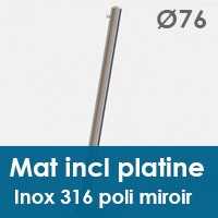 Mat inox 316 poli 76 incliné