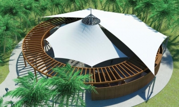 Architecture design confectionnée à partir de voiles d'ombrage haut-de-gamme